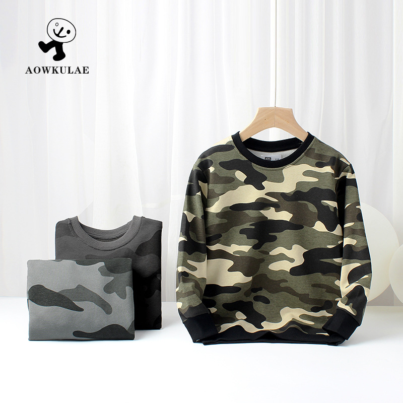 Jungen-Sweatshirt mit Tarnmuster, langärmlig, koreanischer Stil, Herbst
