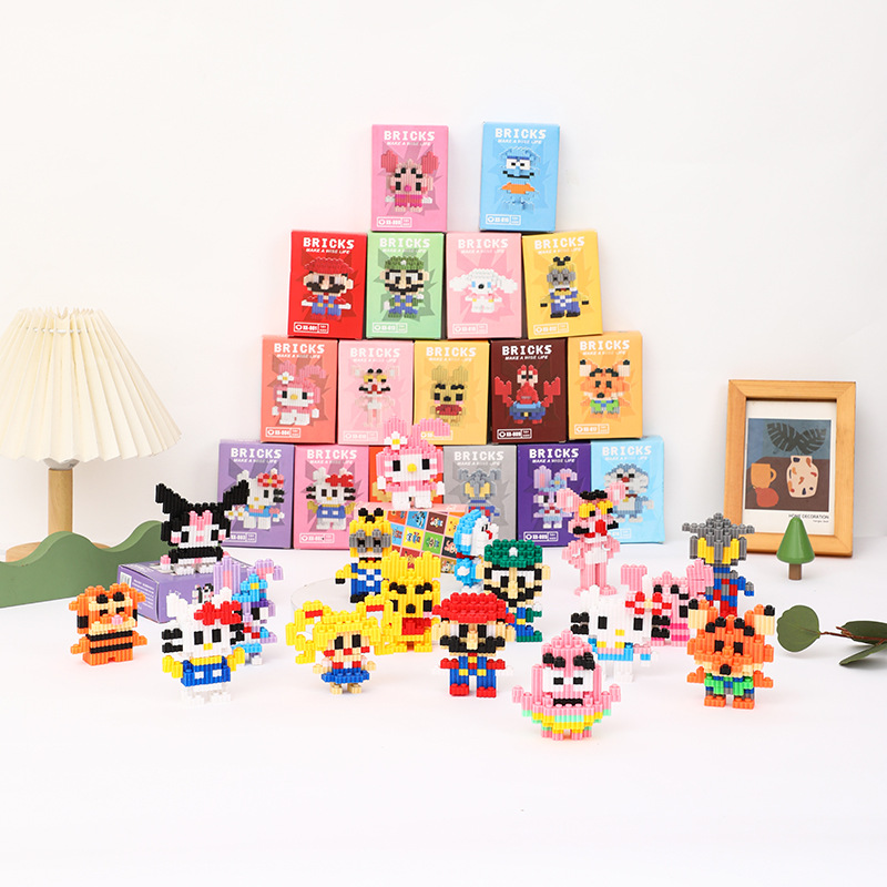 Mini Karikatür Figürü Lego Uyumlu Bloklar Masaüstü Dekorasyonu Mikro Parçacık Çocuk Montaj Oyuncağı Toptan