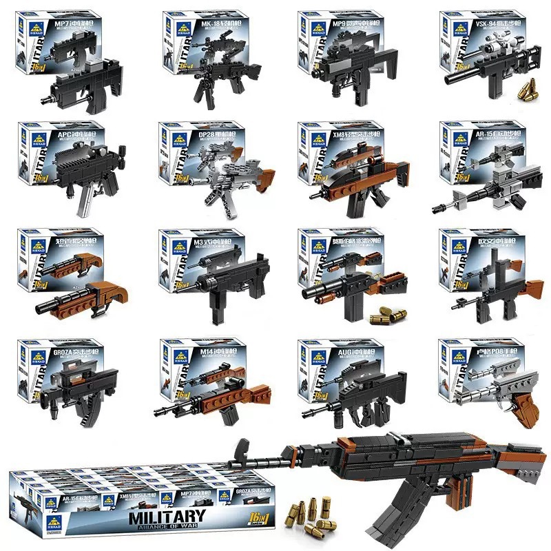 Kaizhi Uyumlu Lego Erkek Çocuk İnşaat Blokları Mini 16'da 1 Mauser 98K Blok Silah Modeli Montaj Oyuncağı