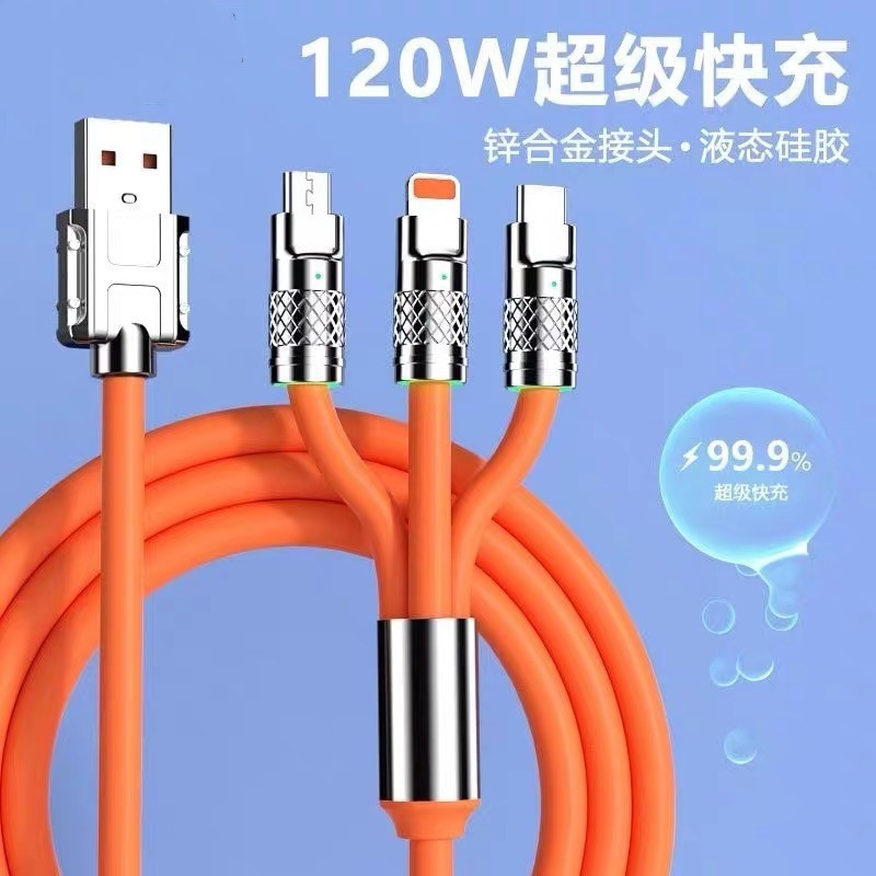 1'e 3 Hızlı Şarj Veri Kablosu Apple Android Huawei USB-C Süper Hızlı Şarj Kablosu 3 in 1 Fabrika - 1