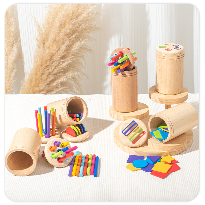Farben-Sortier-Zylinder, Holzstift-Halter, ab 3 Jahren