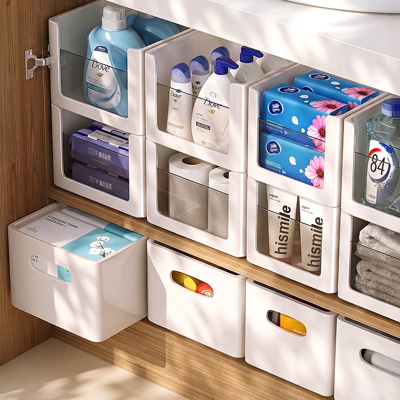 Bathroom Under-Sink Storage Basket Tiered Shelf - 1