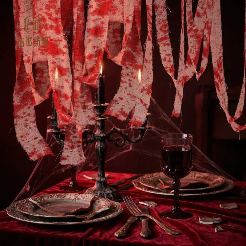 Halloween Blood-Stained Bandages, Realistic Bloody Cloth Strips, Warning Barrier Tape