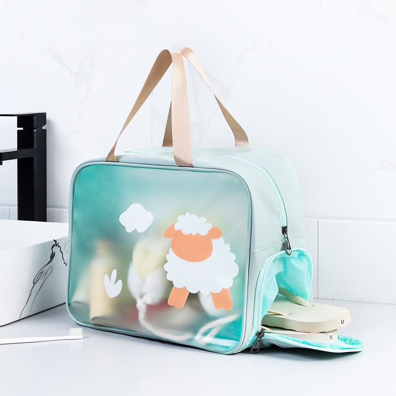 Large capacity makeup bag with dry wet separation - 1
