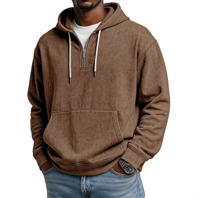 Men's Hooded Half-Zip Sweatshirt, Digital Print, Autumn 2025