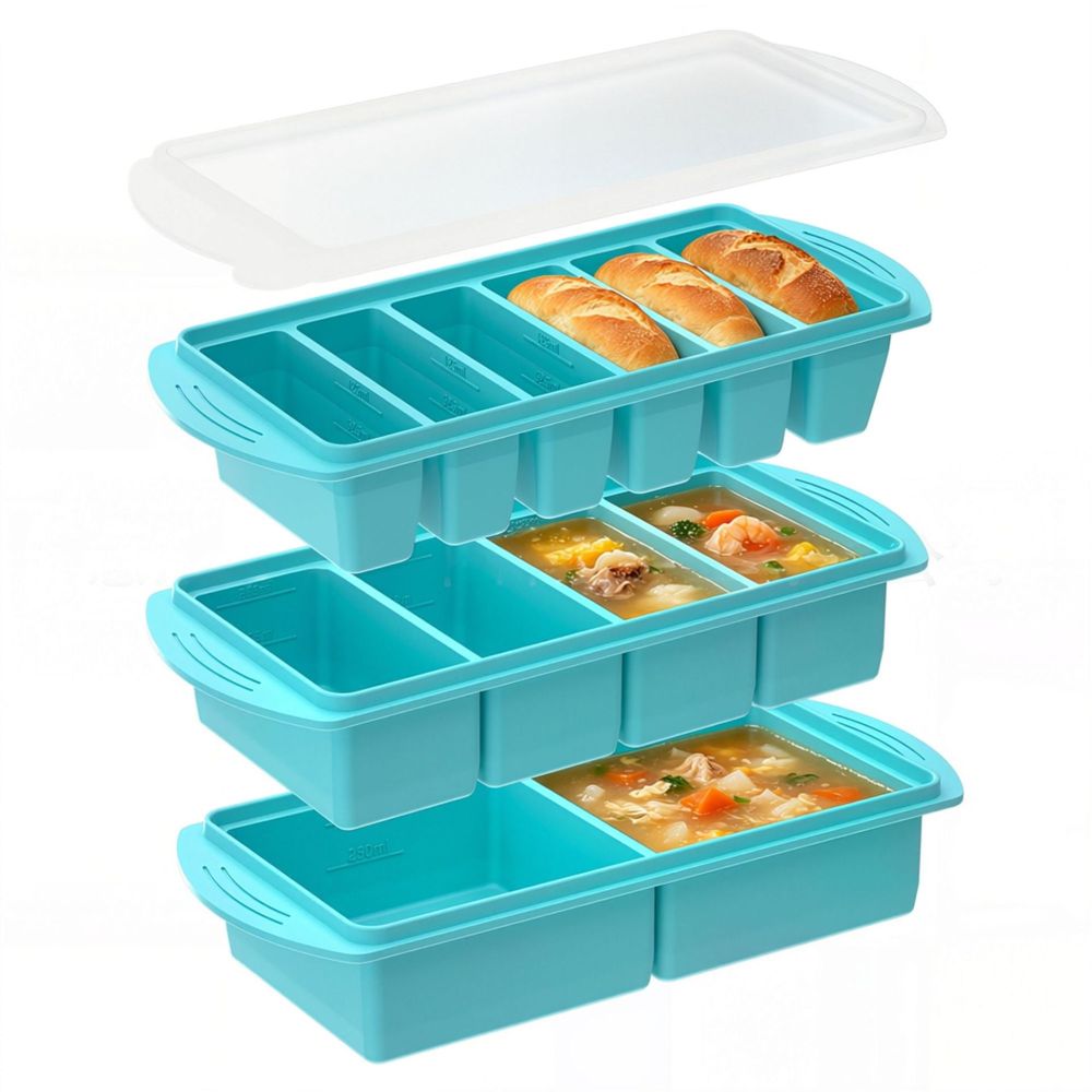 Silikon-Eiswürfelbereiter mit Deckel für Brühe, Gefrierlagerbox für den Haushalt, beheizbarer Behälter zur Portionierung von Hot-Pot-Grundstoffen - 1