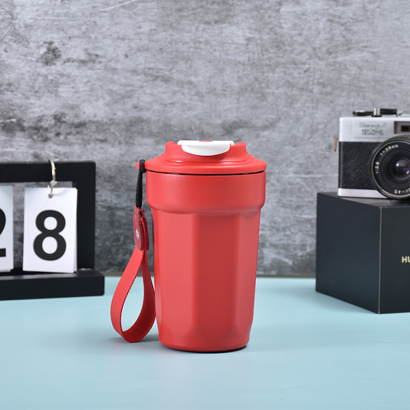 High-visibility 316 stainless steel thermos cup, octagonal coffee mug, portable rope, outdoor promotional gift, customizable water cup - 7