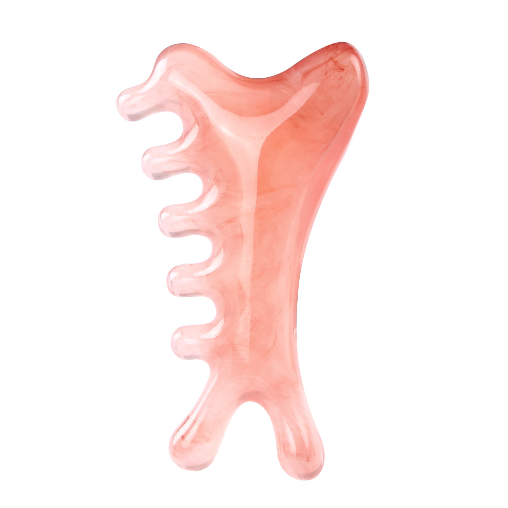 Premium reçine gua sha güzellik tahtası, çok fonksiyonlu baş terapisi, yüz akupresürü, baş ve vücut için meridyen masaj tarağı, dörtü bir arada.
