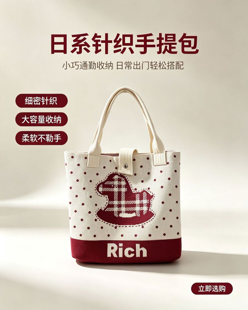 Korean-style commute large capacity knitted tote bag holiday gift New Year souvenir gift bag handbag hand-carry shoulder bag - 12