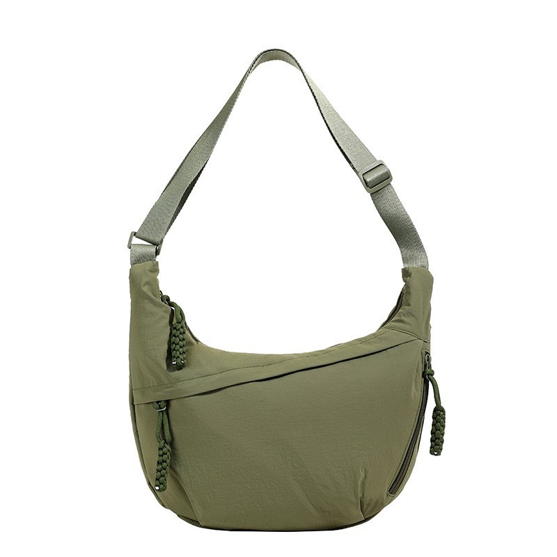 Weizenähre-Maultaschen-Tasche verdickte Nylontasche Damentasche Pendlertasche Schultertasche mit mehreren Reißverschlussfächern große Kapazität Einzelschultertasche mit Quaste - 3
