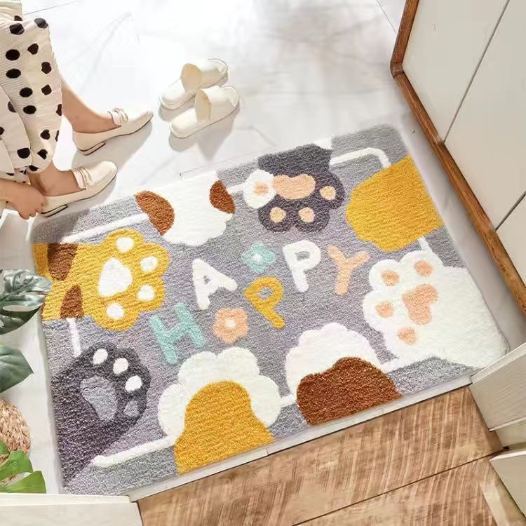 Amazon Cartoon Faux Cashmere Rug Absorbent Non-Slip Bathroom Mat Household Bedroom Bedside Rug Bathroom Floor Mat - 3
