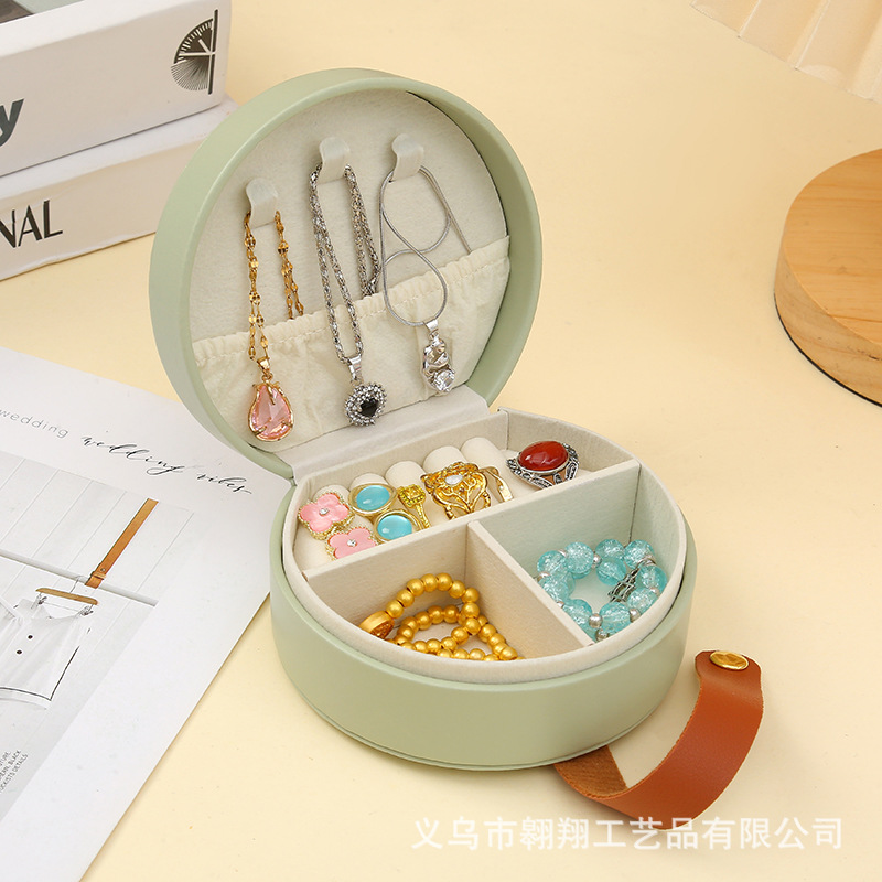 Halbrundes Schmuckkästchen Premium Mini Schmuckkassette tragbare Reise Ringe Ohrringe Prinzessin Schmucktasche - 8