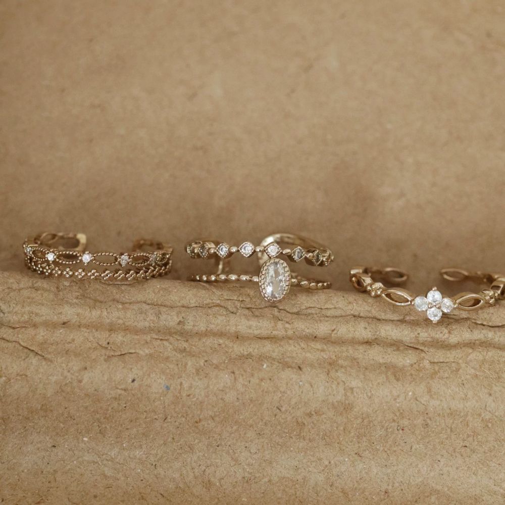 Vintage coffee gold open ring, thin stackable design
