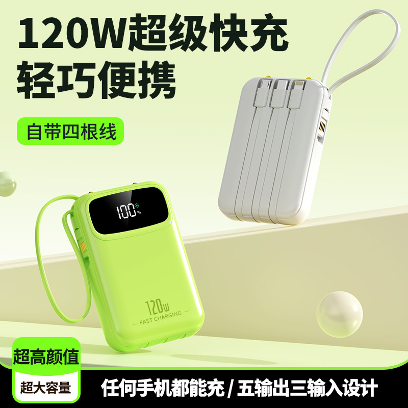 Powerbank 20000mAh mit Super-Schnellladung, 3C-Zertifiziert, mit integriertem 4-in-1 Kabel, Mobile Power Bank mit großer Kapazität, anpassbares Logo - 5