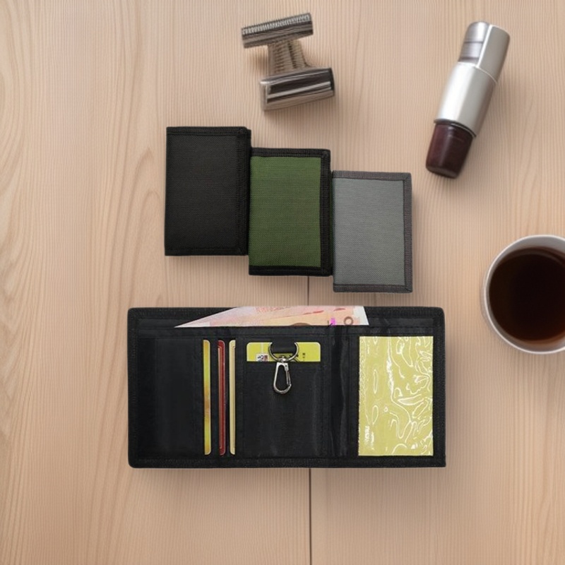 Cross-border foldable Oxford fabric men's wallet, three-fold travel wallet, short style, with credit card slots, giving a luxurious feel.