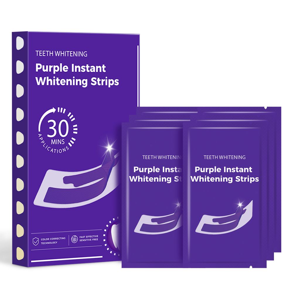 跨境新款 V34紫色牙贴Whitening Strips美白牙贴亮白去黄炫白牙贴