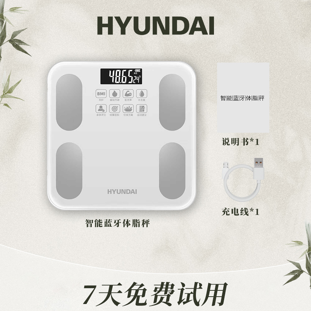 HYUNDAI Smart Rechargeable Body Fat Scale Household Electronic Scale