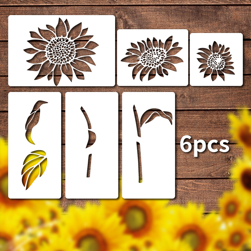 Grenzüberschreitendes Amazon Original neue 6-teilige Sonnenblumen-Malvorlage, Themenvorlage, DIY-Thema, personalisierte Kreativität