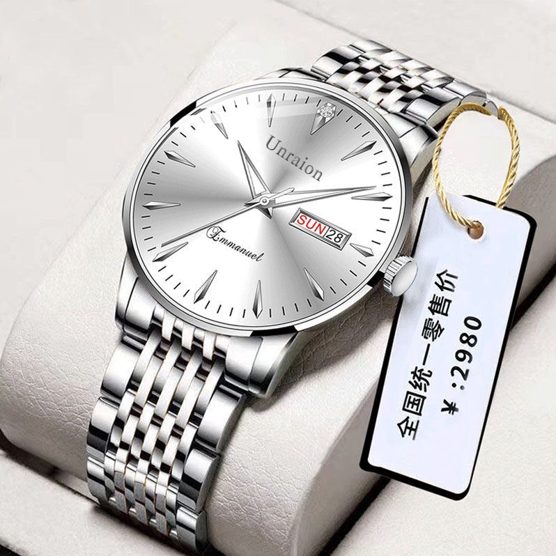 Men's watch, Swiss movement, waterproof dual calendar