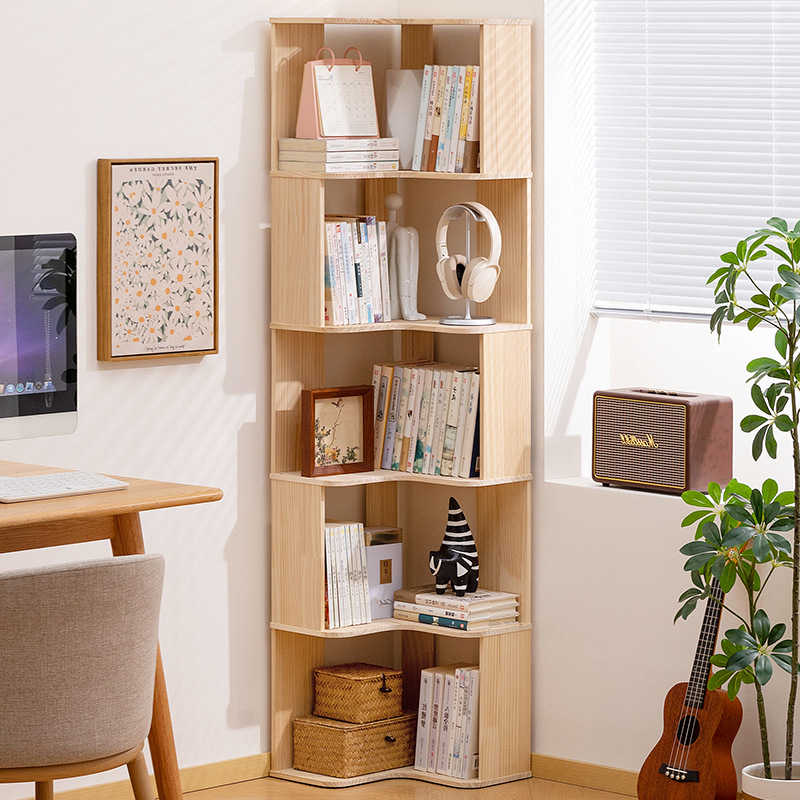 Solid Wood Floor Bookshelf with Children's Picture Book Storage - 1