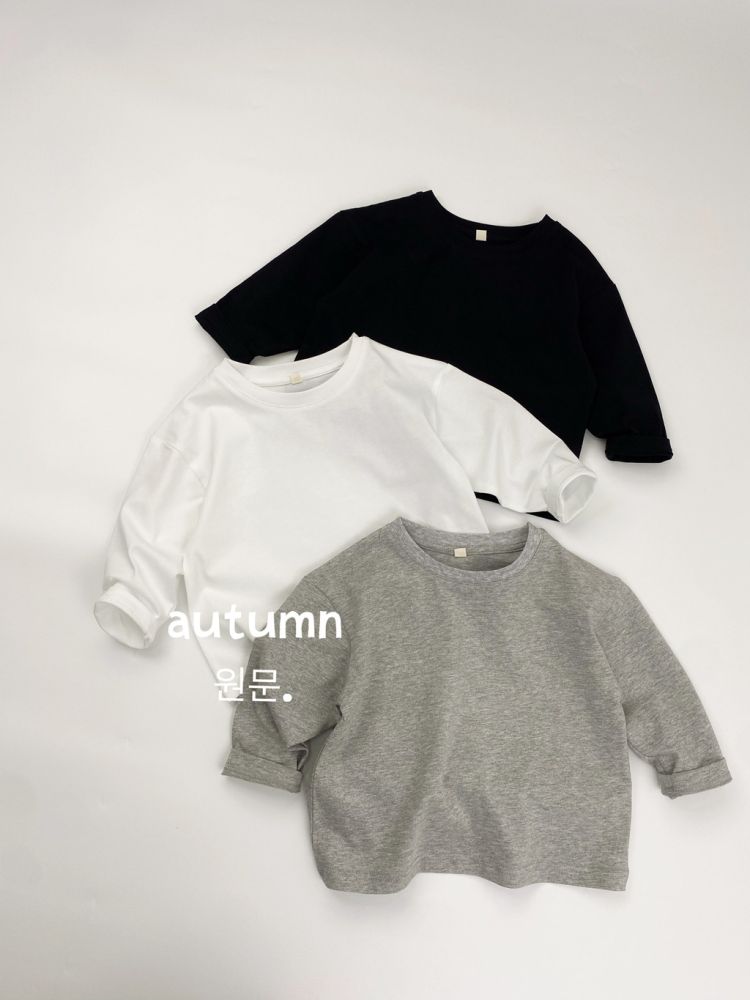 Children's Solid Colour Round Neck Long Sleeve T-Shirt, Soft