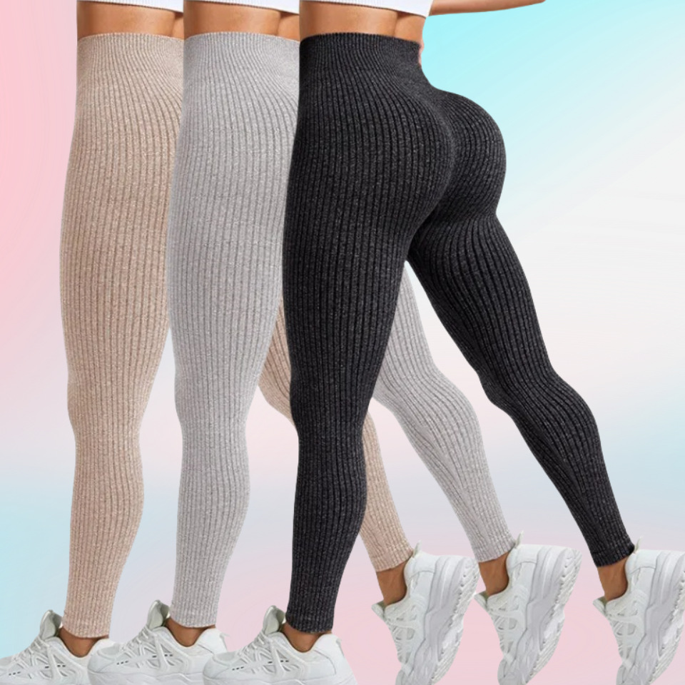 新品爆款AB纱螺纹无缝瑜伽裤健身裤户外紧身裤运动长裤女leggings