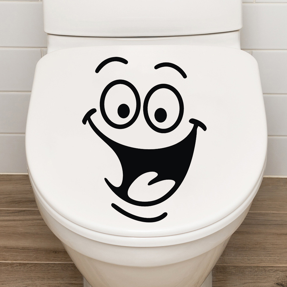 Smiley Face Toilet Sticker, Waterproof, Removable