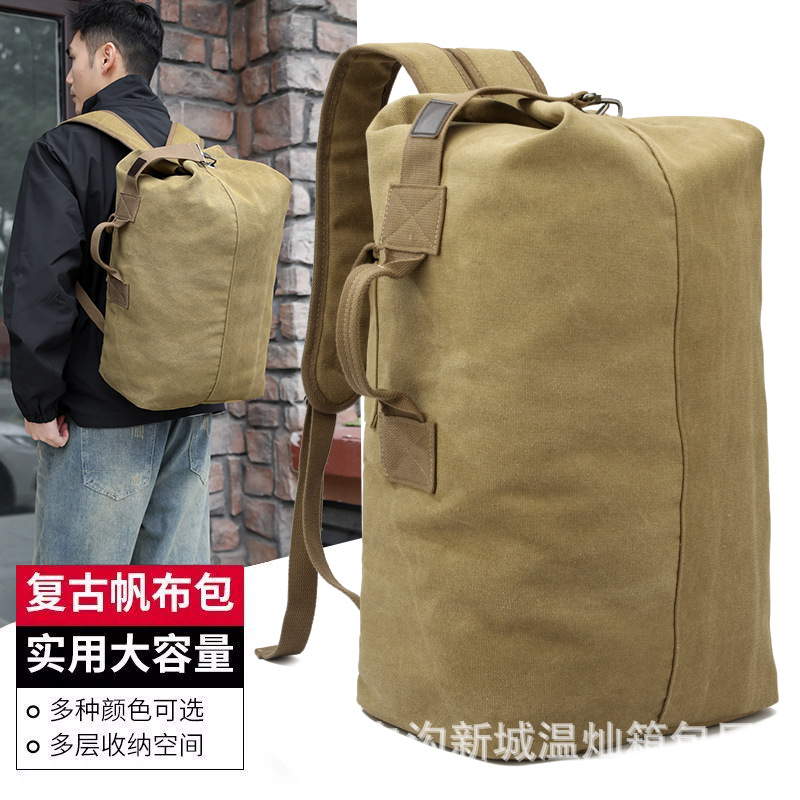 Leinwand-Zylinder-Rucksack, Laptop-Fach, unisex, Reisen