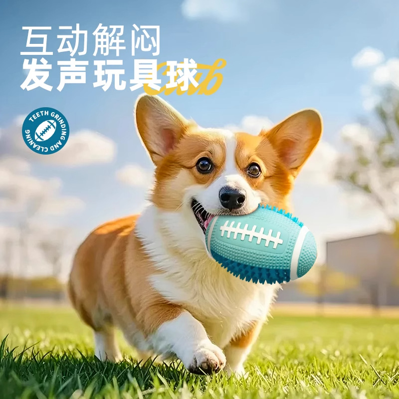 Lateks rugby topu köpek oyuncağı, sesli, dayanıklı, yavru ve büyük ırklar için