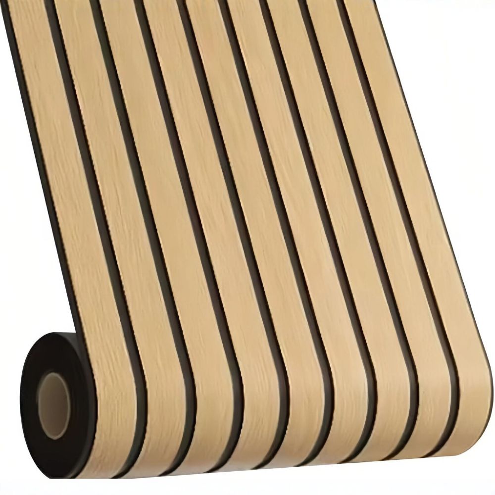 3D Grid Self-Adhesive Wall Sticker, Wood Grain Design