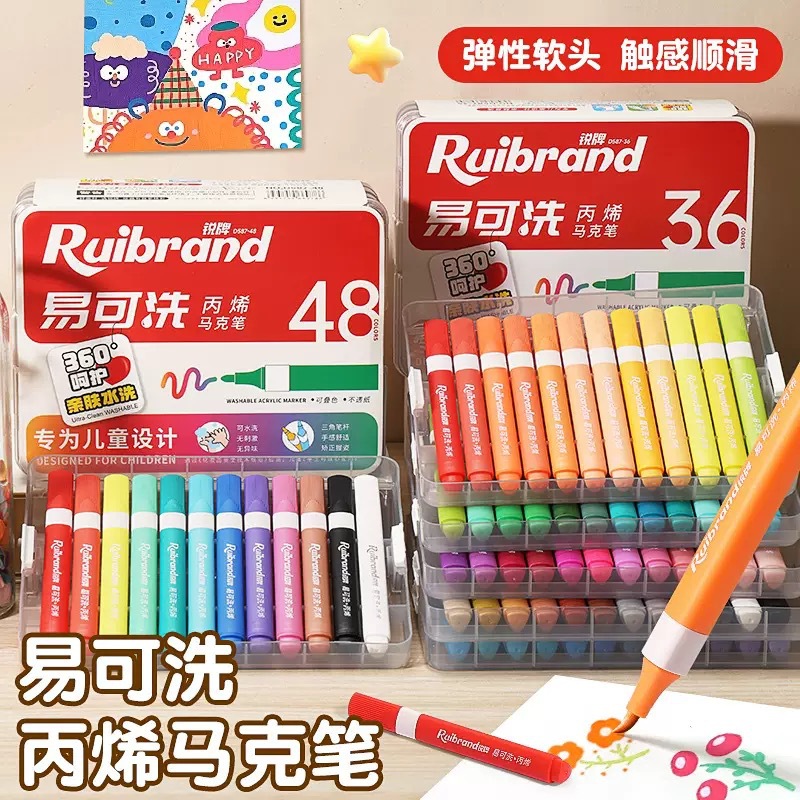 Ruipai 587 silinebilir akrilik marker seti, yumuşak uçlu