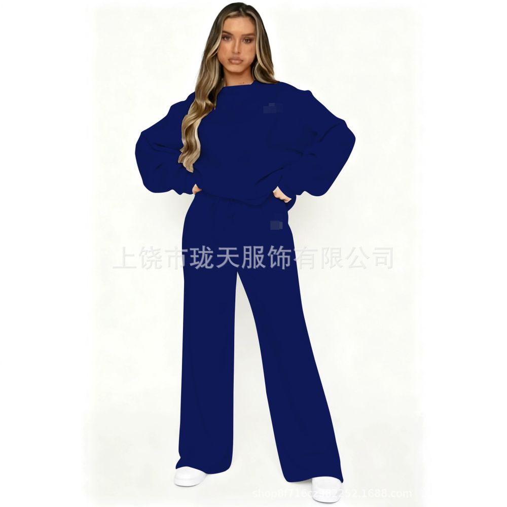 In-Stock Sweatshirt Cross-Border 2026 New American Style Crew Neck Fashion Casual Set Sweatshirt Jacket Men Women Trendy Two-Piece Set