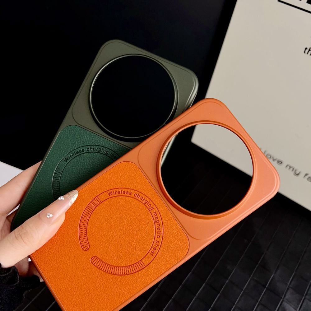 Xiaomi 17 Ultra lychee texture magnetic case, compatible with Redmi K100 Pro, hard PC cove