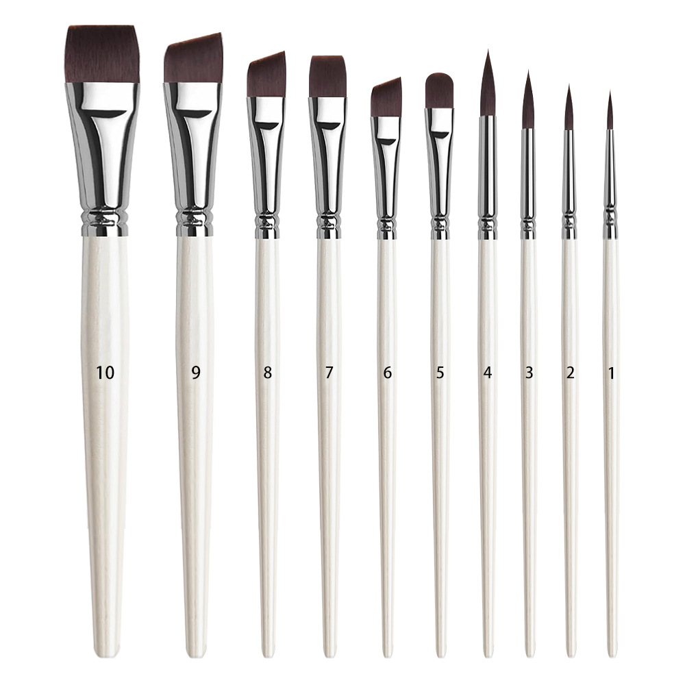Painting brush set with wooden handles, oil and face painting - 1