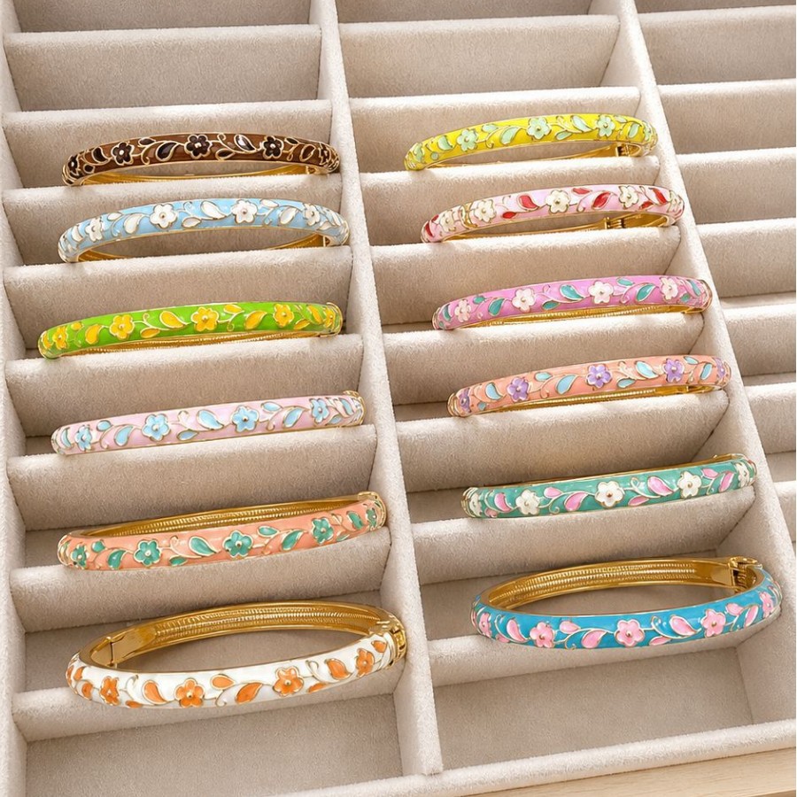 Cloisonné emaye bilezik, 0,8 çiçek tasarımı - 1