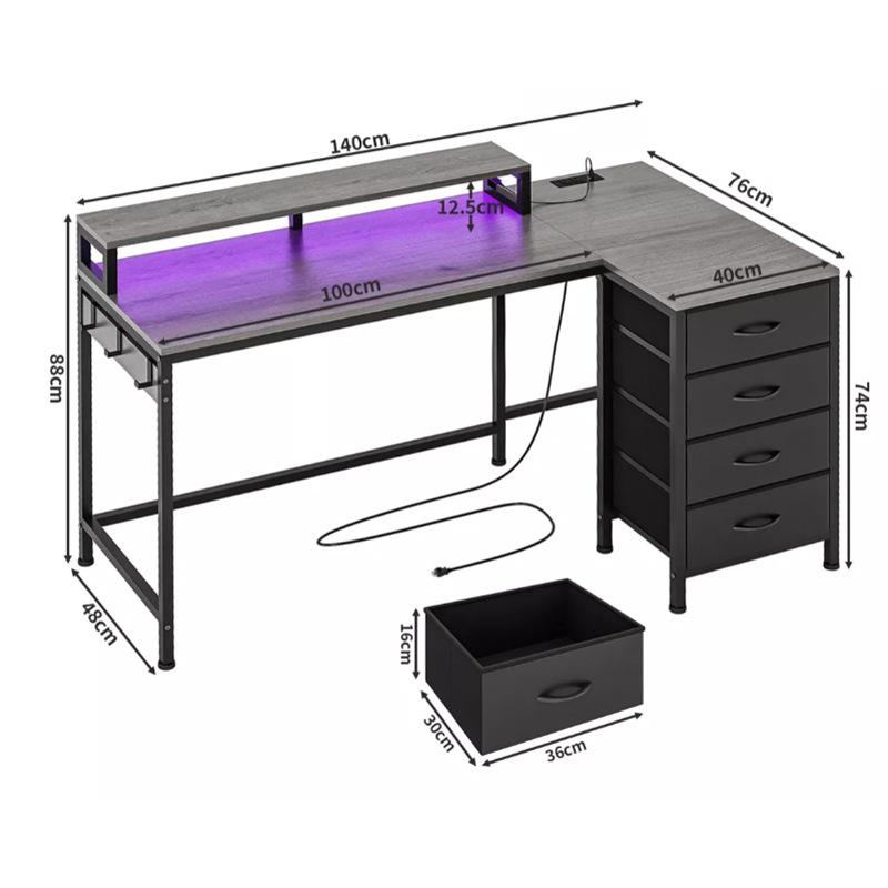 Retro Drawer Writing Desk, Modern Single-Drawer Computer Desk