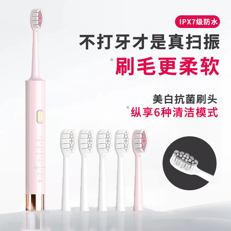 Sonic Electric Toothbrush, Hidden Charging Cable, 6 Modes, Soft Bristles