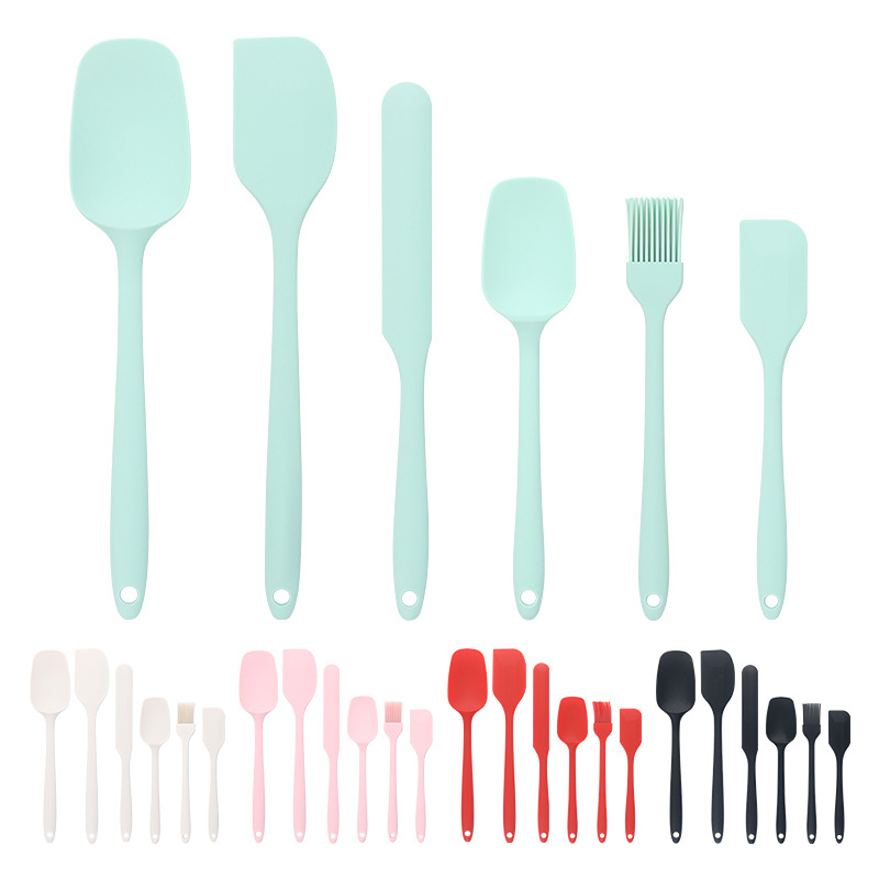 Spot Silikon integrierter Schaber 6-teiliges Schaber-Öl-Pinsel-Set Backwerkzeuge Kuchen-Creme-Spachtel - 6