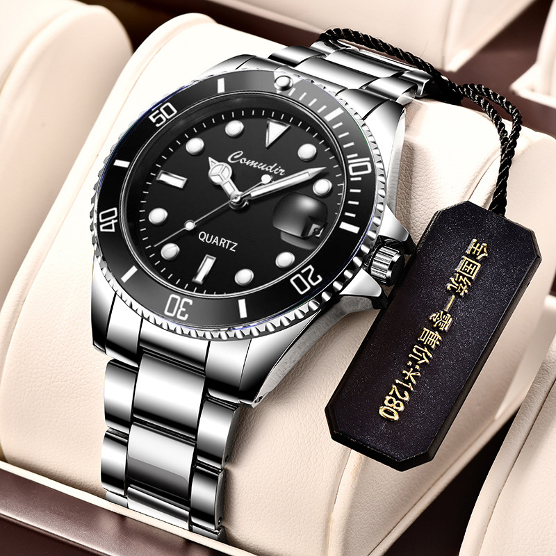 Men's sports watch, green, luminous, waterproof