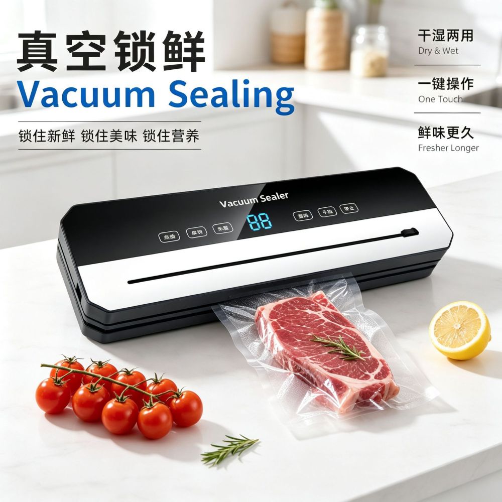 Cross-border Small Automatic Vacuum Sealing Machine Household Vacuum Food Preservation Machine Cooked Food Plastic Sealing Meat Packing Sealing Machine
