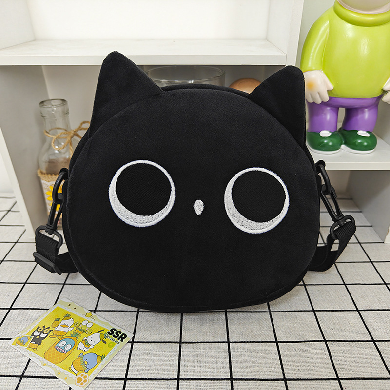 Cartoon cat small bag for women, new autumn and winter popular plush toy bag, Japanese cute crossbody plush bag