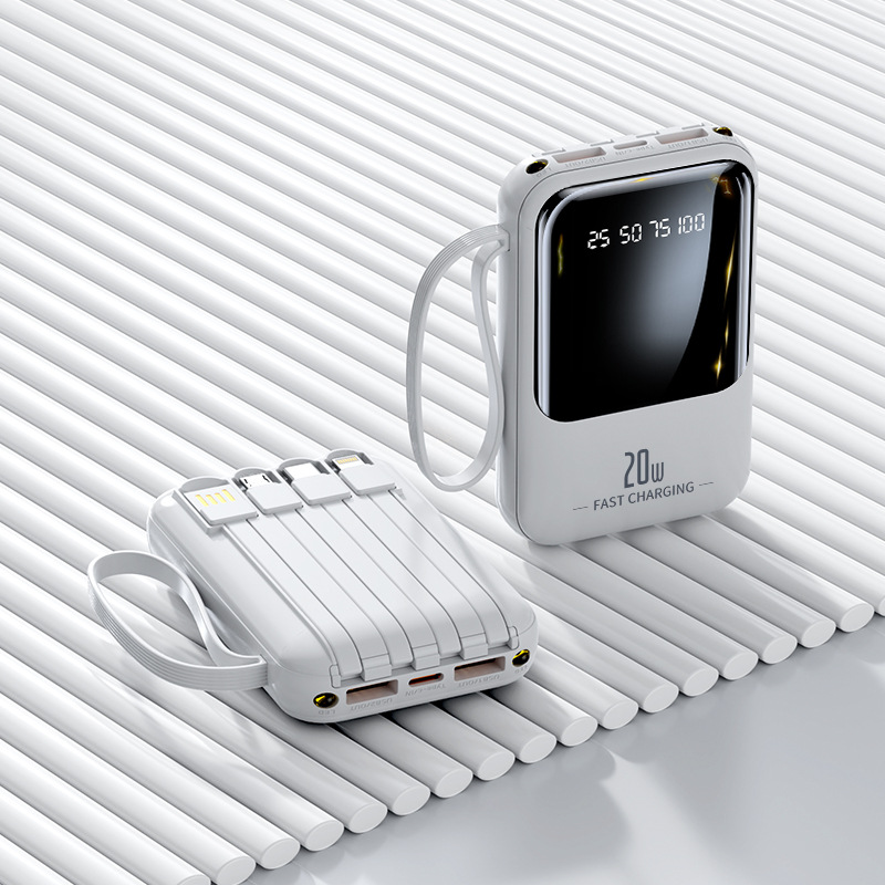 Cross-Border Power Bank Mini Built-in Cable High Capacity 20000mAh Fast Charging Mobile Power Supply Gift Logo Printing - 7