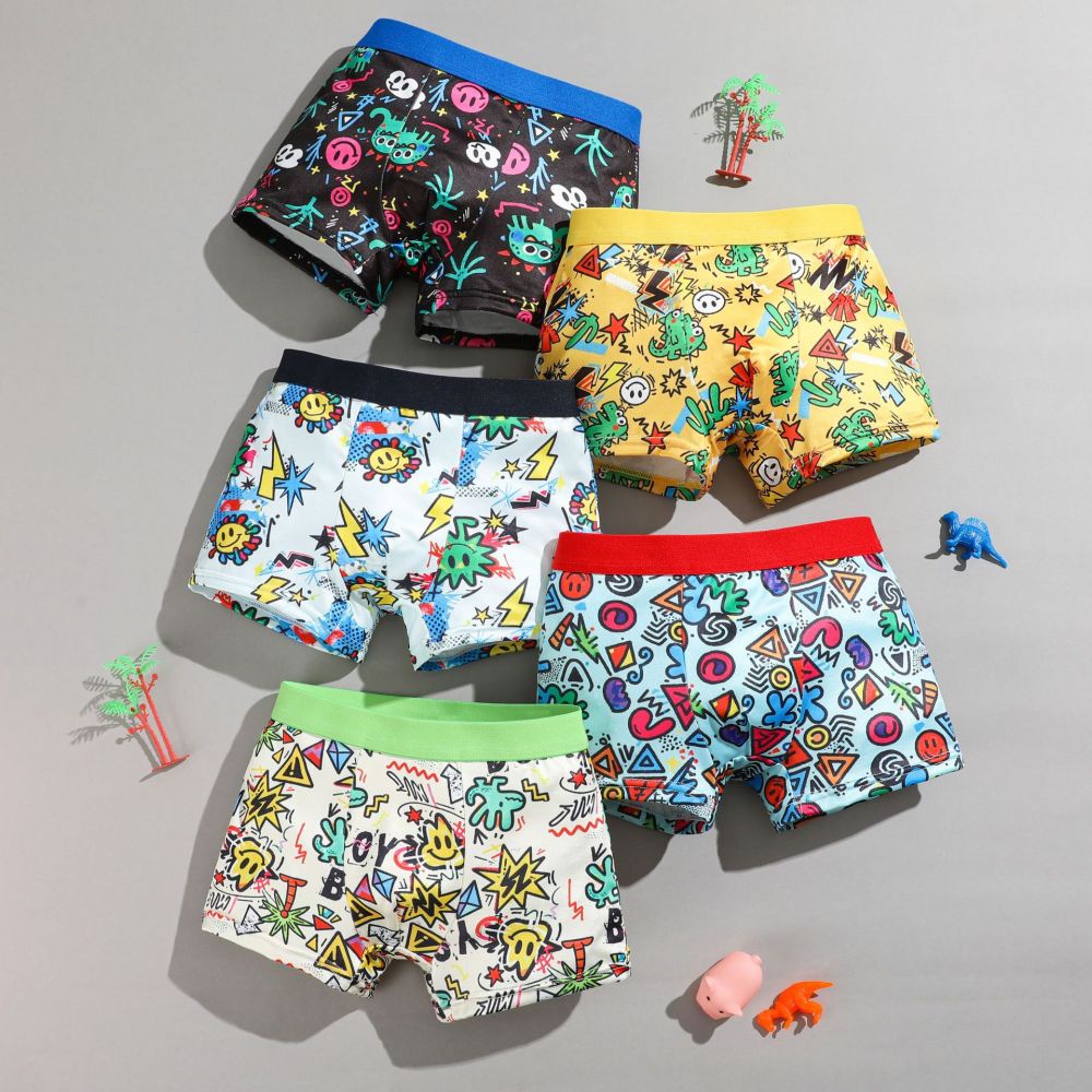 New Boys' Underwear Milk Silk Comfortable Breathable Boys' Boxer Briefs Big Kids' Cartoon Briefs Baby Boys' Four-Corner Shorts Direct from Factory