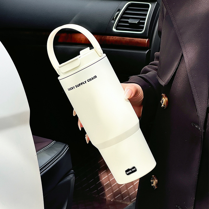 Neuer 316 Edelstahl-Thermosbecher, großvolumiger Wasserbecher, Strohhalm, Eisbecher, Autobecher - 3