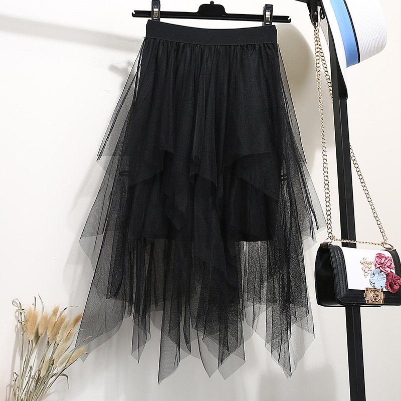 Women's High-Waisted Knit Irregular Fairy Skirt, Spring Style