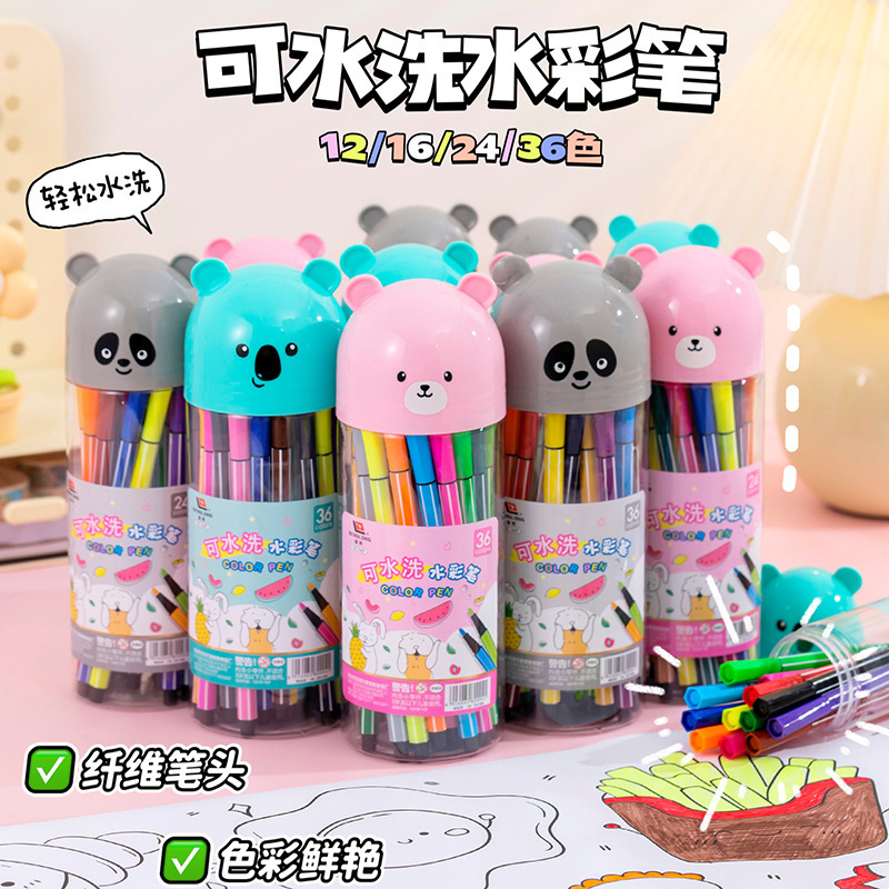Kreative Teddybär Aquarellstifte, abwaschbar, Malstiftset 12/18/24/36 Farben Großhandel Aquarellstifte