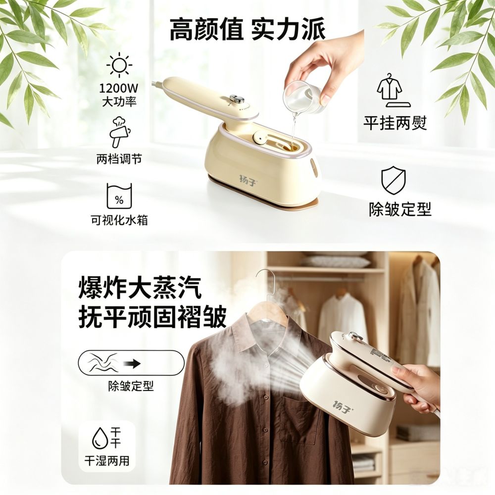 Handheld Electric Iron Portable Electric Iron Dry and Wet Dual-Use Rotating Steam Iron Handheld Garment Steamer