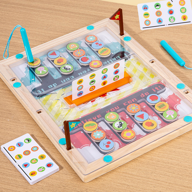 Wooden magnetic bead maze, hand-eye coordination training