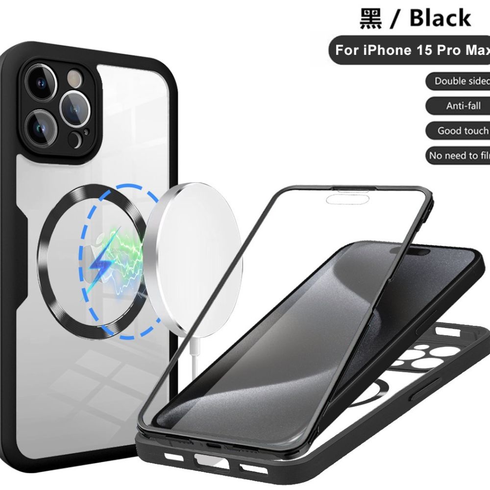 Qicai manyetik emişli iPhone 16 Pro telefon kılıfı Apple 15 kabuk filmi hepsi bir arada tam kapsamlı 14pm düşmeye karşı dayanıklı 16e