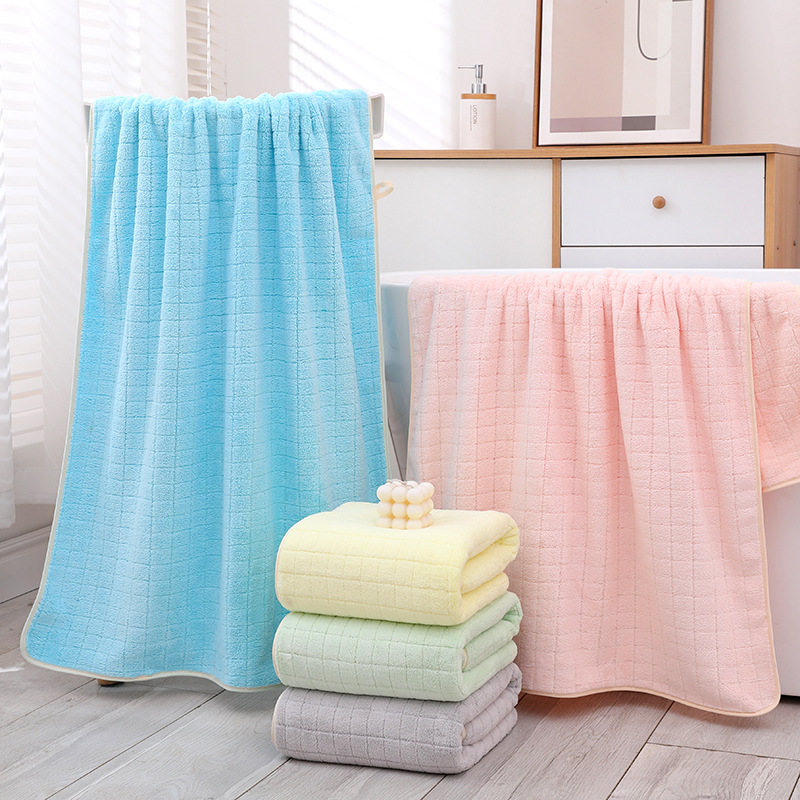Büyük banyo havlusu kalınlaşmış 90*175 mercan kadife ananas ızgaraları yetişkin çabuk kuruyan su emici yüzme hediye banyo havlusu toptan özelleştirme